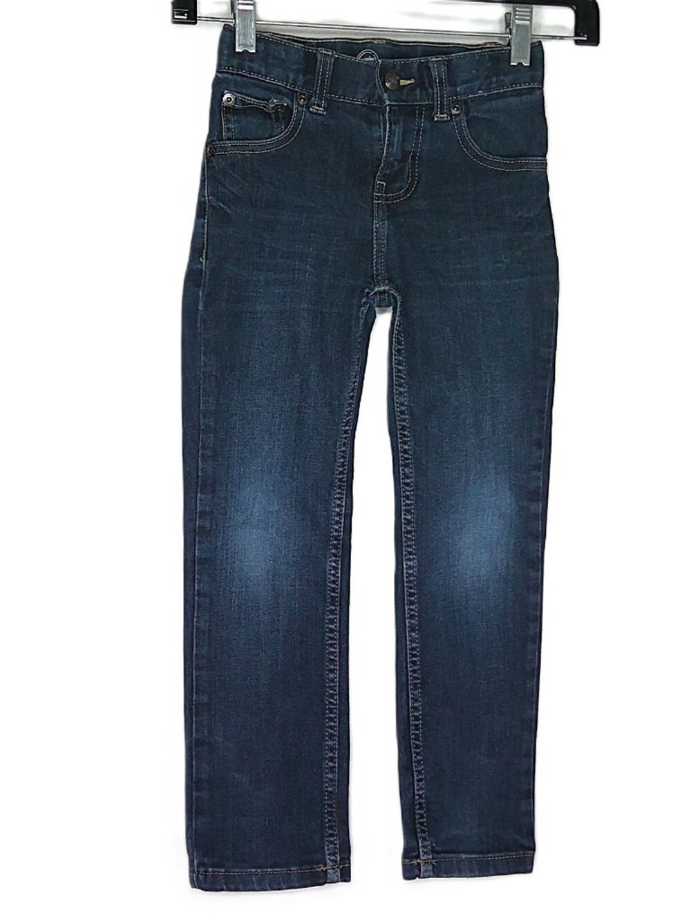 Wonder Nation Boy's Slim Blue Jeans Dark Wash Denim Zip & Snap Straight Sz 6 R
